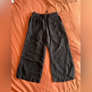 Abercrombie Black Crop Wide Leg Linen Pants